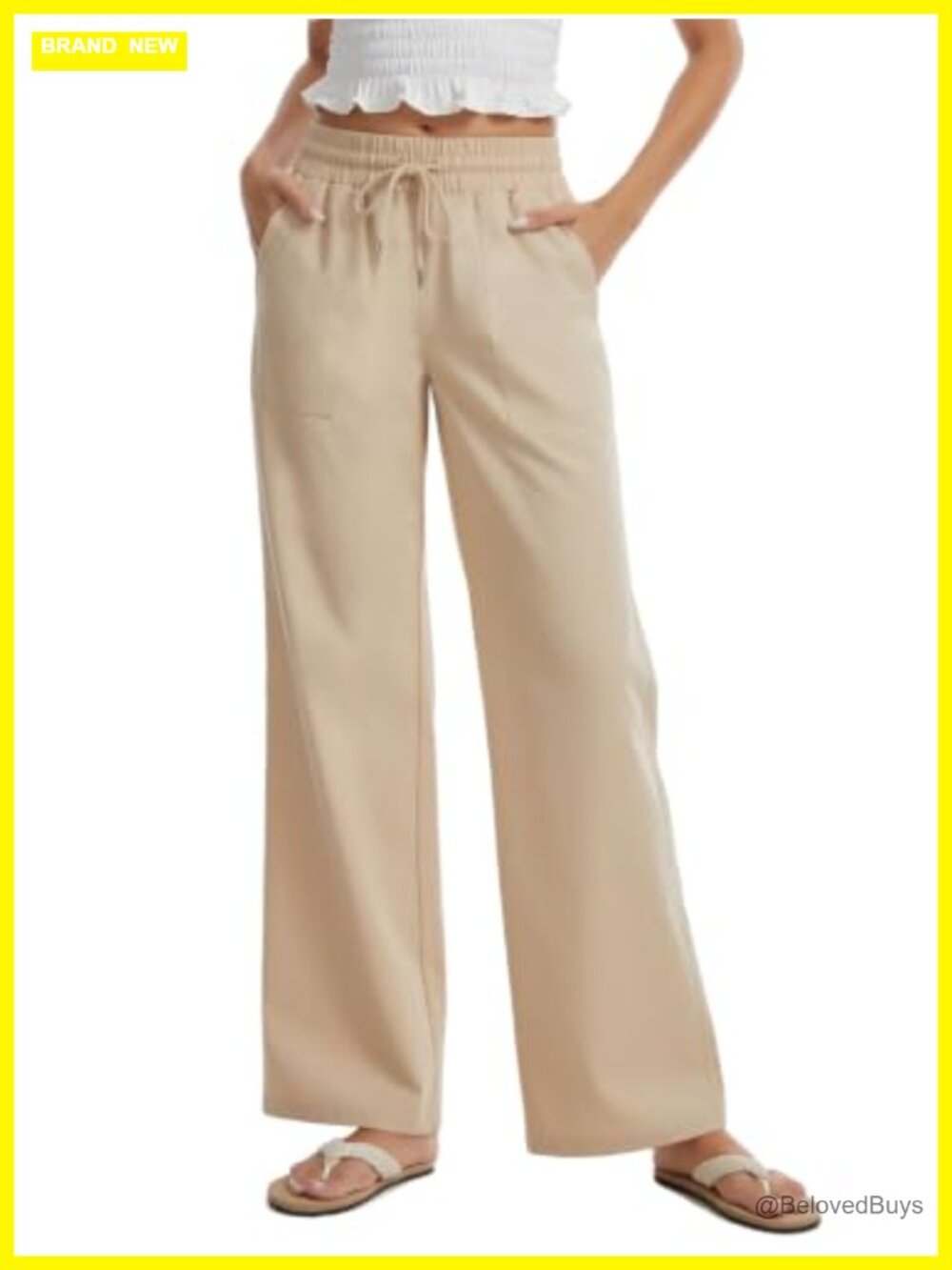 Tall Women Linen Wide Leg Palazzo Pants 30-36 Inseam High Waist Pull On